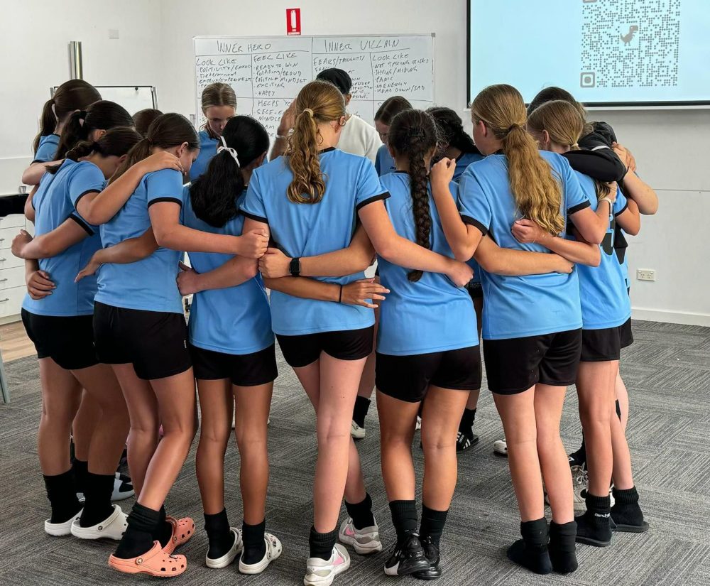 A team huddle